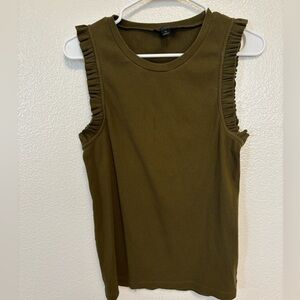 J. Crew | Ruffle Sleeve Tank Top | Green | Medium